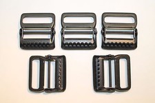 Military Web Strap Tongueless Hinge Buckle, 1 1/2", Mil-Spec, Black. Lot of 5  