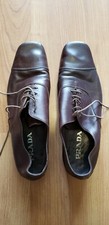 Brown Leather  PRADA Men's Business Shoes US size 7.5 (Prada 6.5) Square Toe