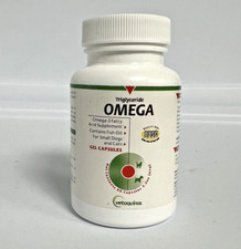 Vetoquinol Triglyceride OMEGA for Cats  Small Dogs 10-30lbs 60 Caps Exp 3/26