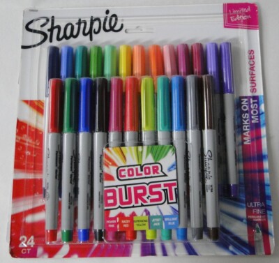 Sharpie Ultra Fine Tip Permanent Marker Color Burst Assortment 24 Pack NEW !