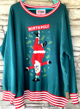 Ugly Christmas Sweater Pole Dancing Santa Tipsy Elves North Naughty Unisex XXL
