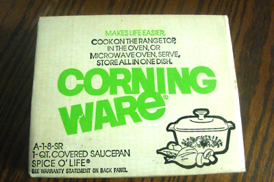 New In Sealed Box Corning Ware A-1-8-SR Saucepan 1 Qt. Covered SPICE O' Life NIB