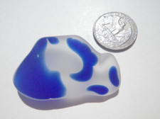 Sea Glass, Thick Clear with a Beautiful Cobalt Blue Pattern