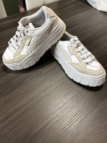 Puma Trainers Sneakers Mayze Stack in white with leopard print detail White - Picture 2 of 11