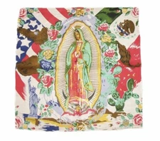22"x22" Mexico Virgin Mary Guadalupe Cotton Premium Quality Bandana bandanna