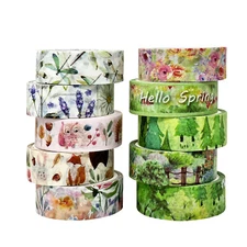 Wrapables Decorative Washi Tape for Scrapbooking (10 Rolls), Hello Spring