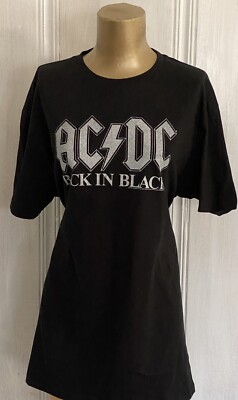 AC/DC Back In Black Black Rock and Roll Music Band T-Shirt Ladies