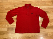 Chaps by Ralph Lauren Boys 1/4 Zip Pullover Sweater Holiday Red 100% Cotton Sz 8