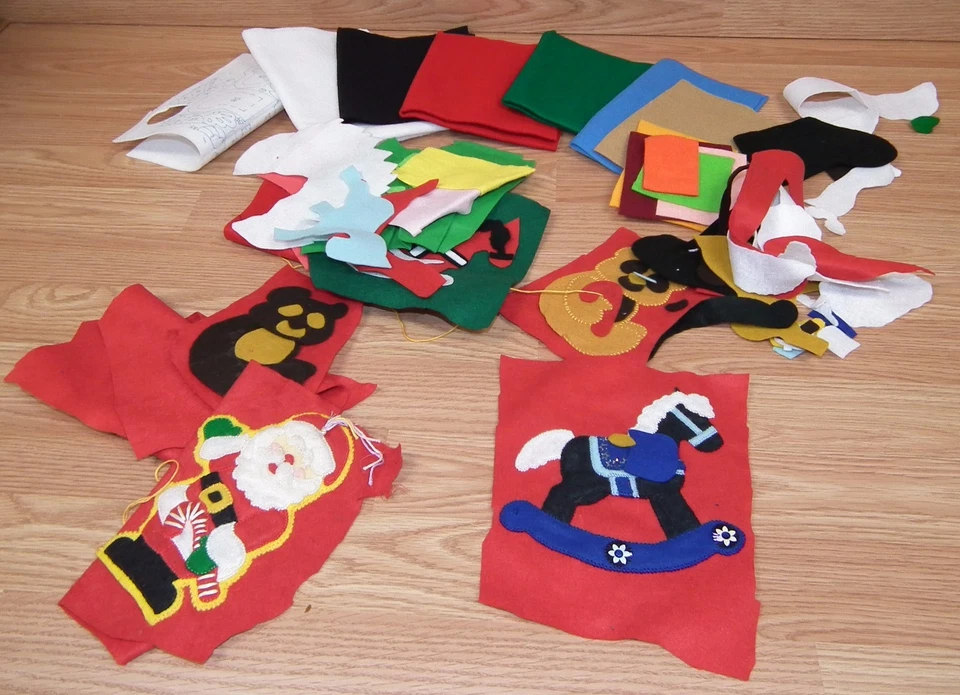 Random 7+ oz Lot of Multi Colored Felt Scraps - Christmas, Colors, Patterns READ - Image 2 of 4