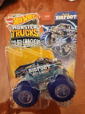 2024 HOT WHEELS MONSTER TRUCKS POWER SMASHERS BIGFOOT & CRUSHED CAR 1:64 SCALE 