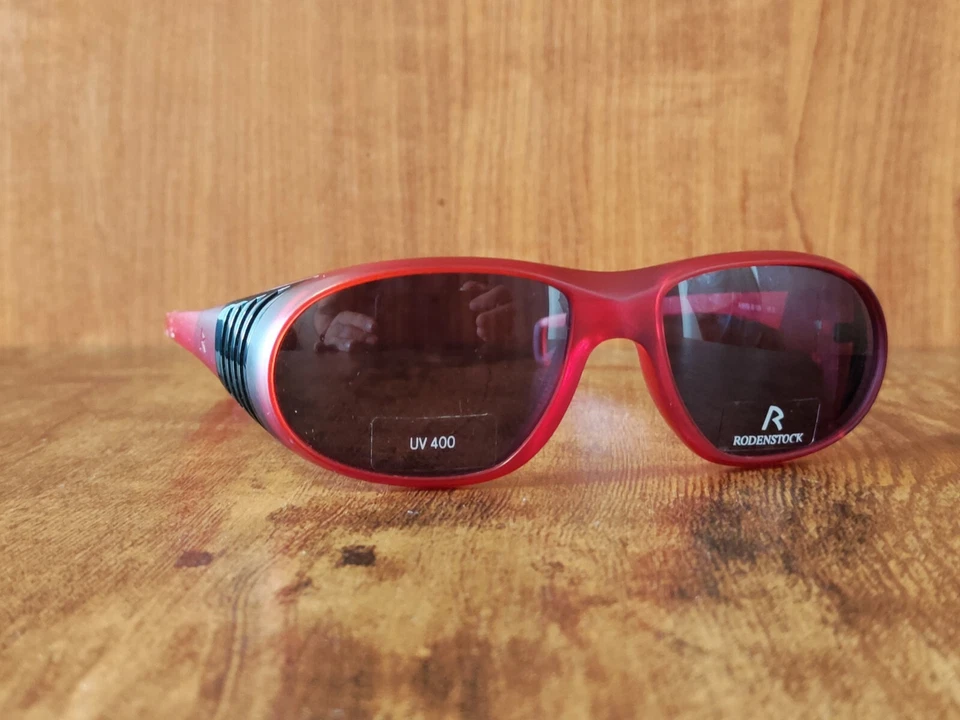 OCCHIALI DA SOLE SPORTIVI VINTAGE NOS RODENSTOCK ACETATO ROSSO MADE IN GERMAN... - Immagine 2 di 4