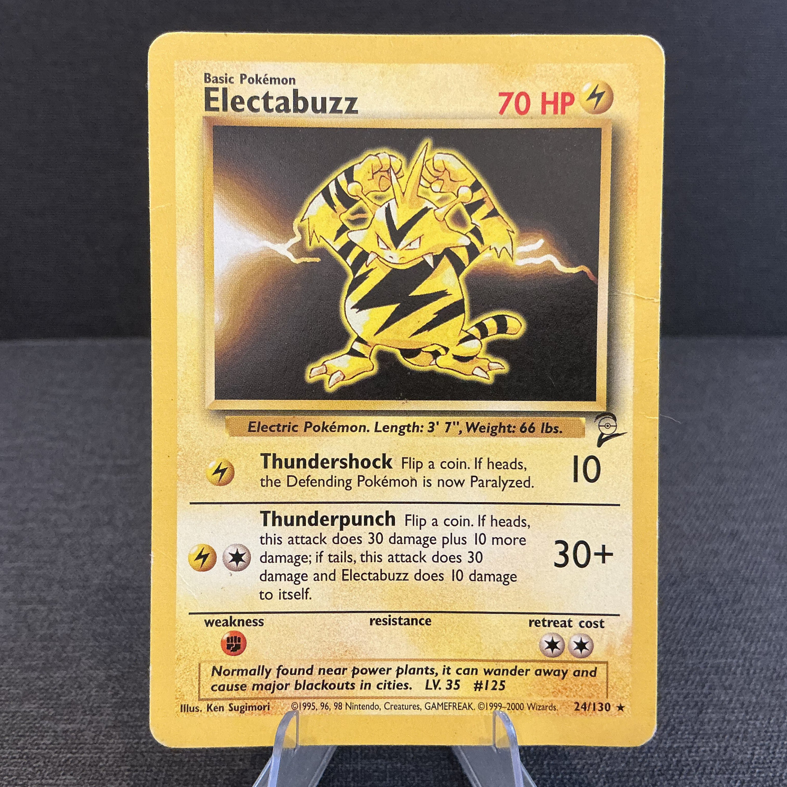 Electabuzz 24/130 Base Set 2 Rare Non-Holo HP Vintage Pokemon TCG Card