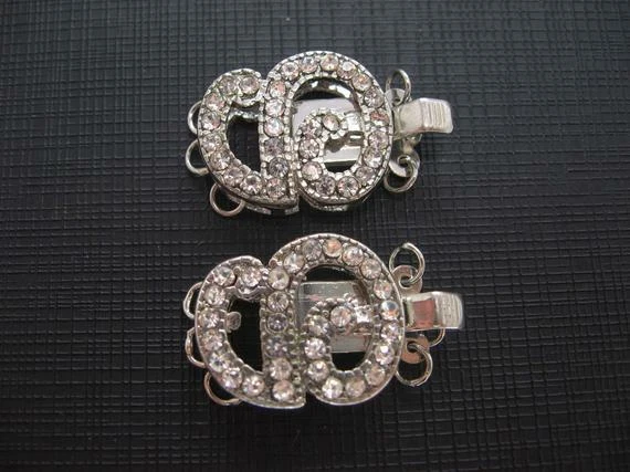 Beautiful 3-Strand Rhinestone S Shaped Clasp - Set of 2 - Image 2 of 3