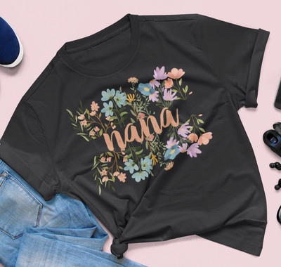 NEW Unisex Crew Neck Tee - Floral Nana Shirt