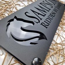 Horse name Laser Cut Sign Black & BLACK- Classy Name plate, personalised sign