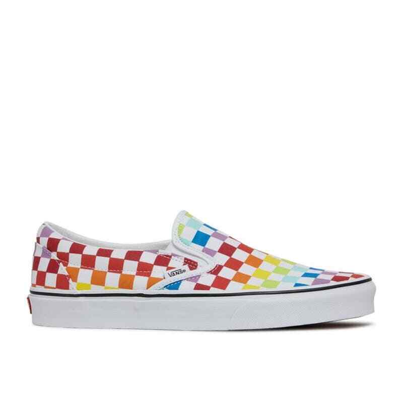 Vans Classic Slip-On Canvas Rainbow Checkerboard Slip-on Unisex Shoes  W6