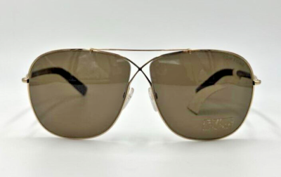 Tom Ford Sunglasses April TF393 28J Gold Aviator Oversized Roviex Lens 61-10-145 Authentic TOM FORD April TF393 28J Shiny Gold w/Brown Lens  main image 2