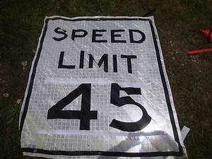 SPEED LIMIT 45 ONE (1) Fluorescent Vinyl With Ribs Road Sign 36 X 48