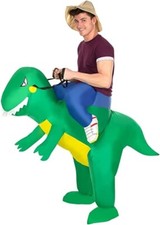 Inflatable T Rex Costume Adult Funny Blow Up Ride On Dinosaur Suit Halloween