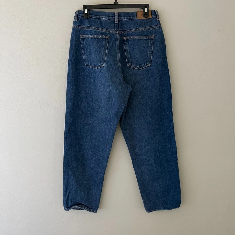 Pantalones de mezclilla rectos con botones de bolsillo de algodón Capezio Petites para mujer talla 12s Foto 2 de 4