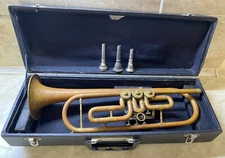 Vintage Soviet Wind Musical Instrument 1983 Trumpet Cornet In Case, Leningrad