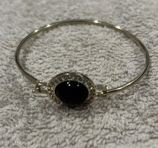 Black Stone Bangle Bracelet