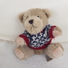 Teddy Bear Plush Stuffed Toy Red white blue Sweater Tan Hugfun International 6  