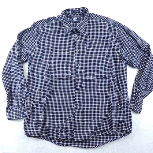CAMICIA ABITO CASUAL BURBERRY BUTTON UP BLU NAVY A QUADRI UOMO XL MADE IN USA cotone