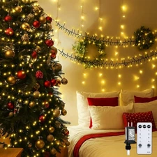 100Ft 2000 Cluster Lights for Christmas Tree Plug in Firecrackers String Ligh...
