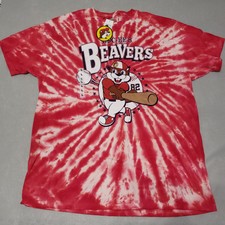 Buc-ee's Beavers Authentic Red Baseball Tie Dye Adult Size Large T-Shirt