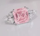 5.30 Ct Certified Asscher Cut Natural Pink Diamond Ring VVS1 White Gold Finish