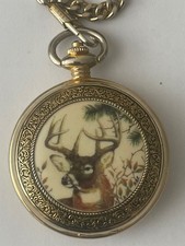 The Franklin Mint Deer Pocket Watch National Fish & Wildlife Foundation Mens