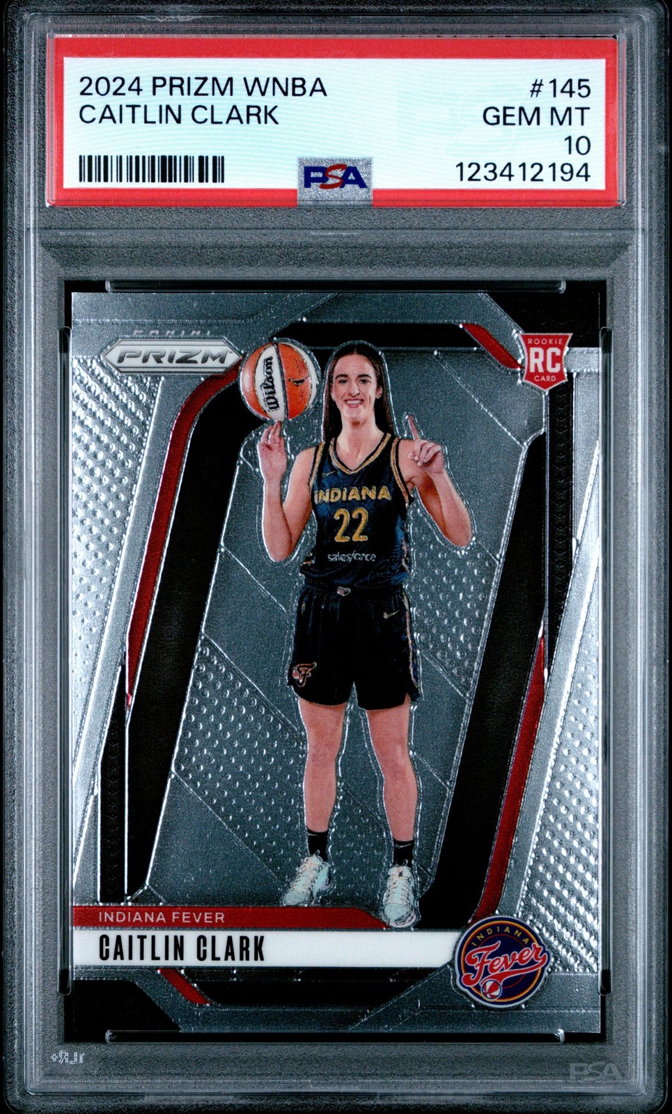 Graded 2024 Panini Prizm Caitlin Clark #145 Rookie Basketball Card PSA 10 view 1