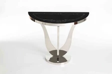 Black Semicircular-Shaped Console Accent Table for Entryway Hallway Foyer