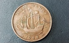 A British 1944 one half-penny coin