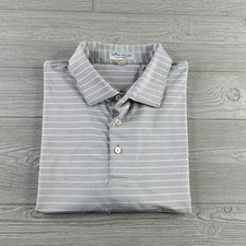 Peter Millar Summer Comfort Gray Striped Polo Shirt Men's Size XL Gray