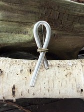 Large vintage Mexico Ribbon Awareness Sterling Silver Pin