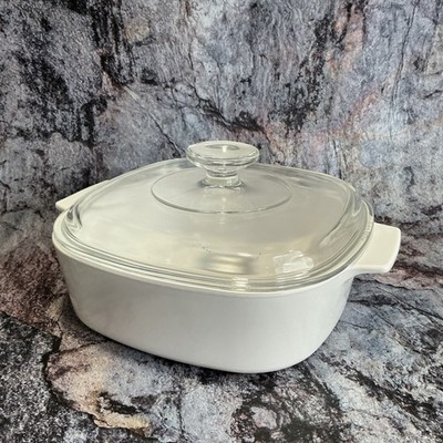 Corning Corelle White Coupe A 2 B Covered Casserole 1 1/2 Quart With Glass Lid