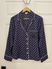 JCrew Womens M Floral Paisley Blue Soft Sleep Shirt Longsleeve Excellent 