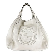Borsa a mano originale Gucci Soho in pelle bianca sporca - z8402