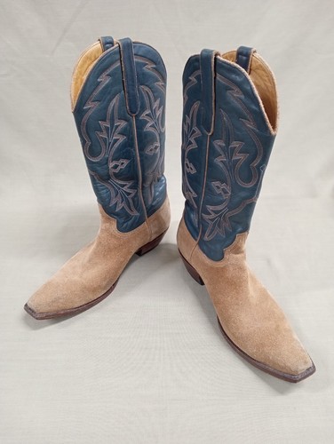 Stephen's Colorado Western Cowboy Boots Sz US 10D Blue Leather & Suede