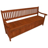 Truhenbank 4-Sitzer Holz Eukalyptus Gartenbank Mit Stauraum Sitzbank Holzbank