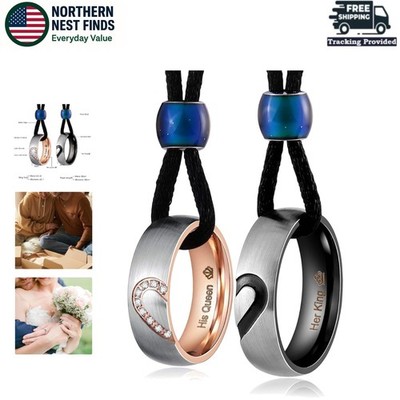 Heart-Shaped Couple Necklace Set - Stainless Steel with Cubic Zirconia for Love