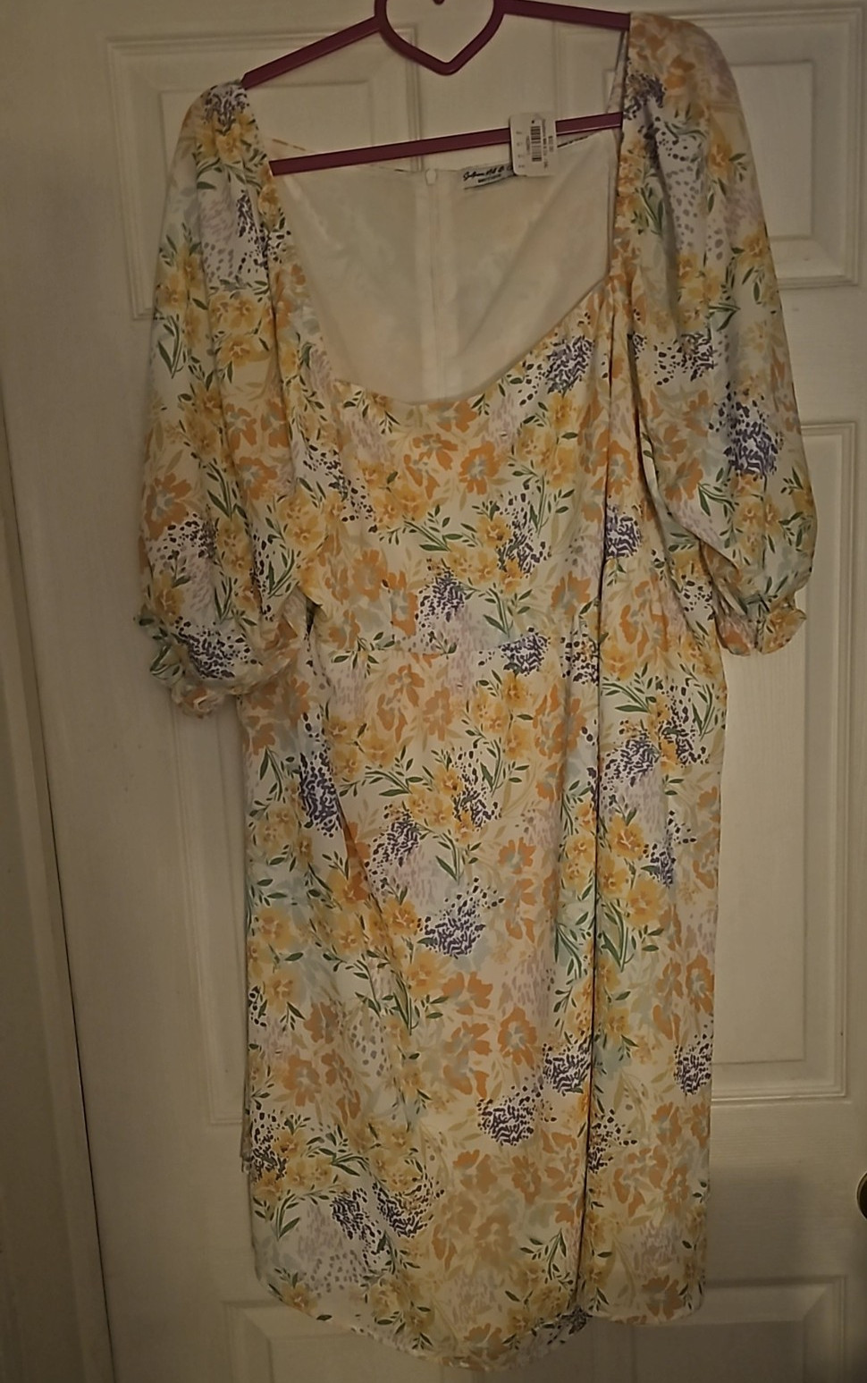 Southern Mell & Co Boutique Plus Size 3X A-Line Floral Square Neck Puff Dress
