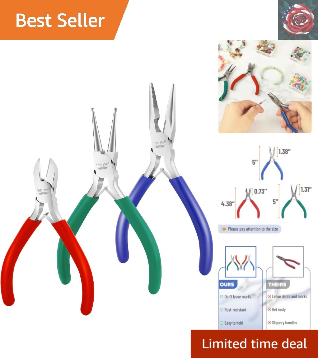 Luxury Jewelry Pliers Kit - 3 Pack Mini Tools for Crafting & Earring Making