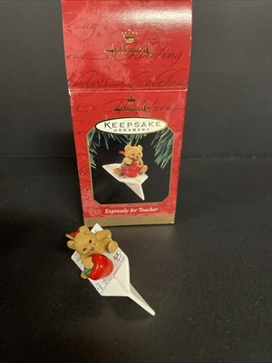 Hallmark Keepsake Ornament EXPRESSLY FOR TEACHER Little Bear on Paper Plane 1997