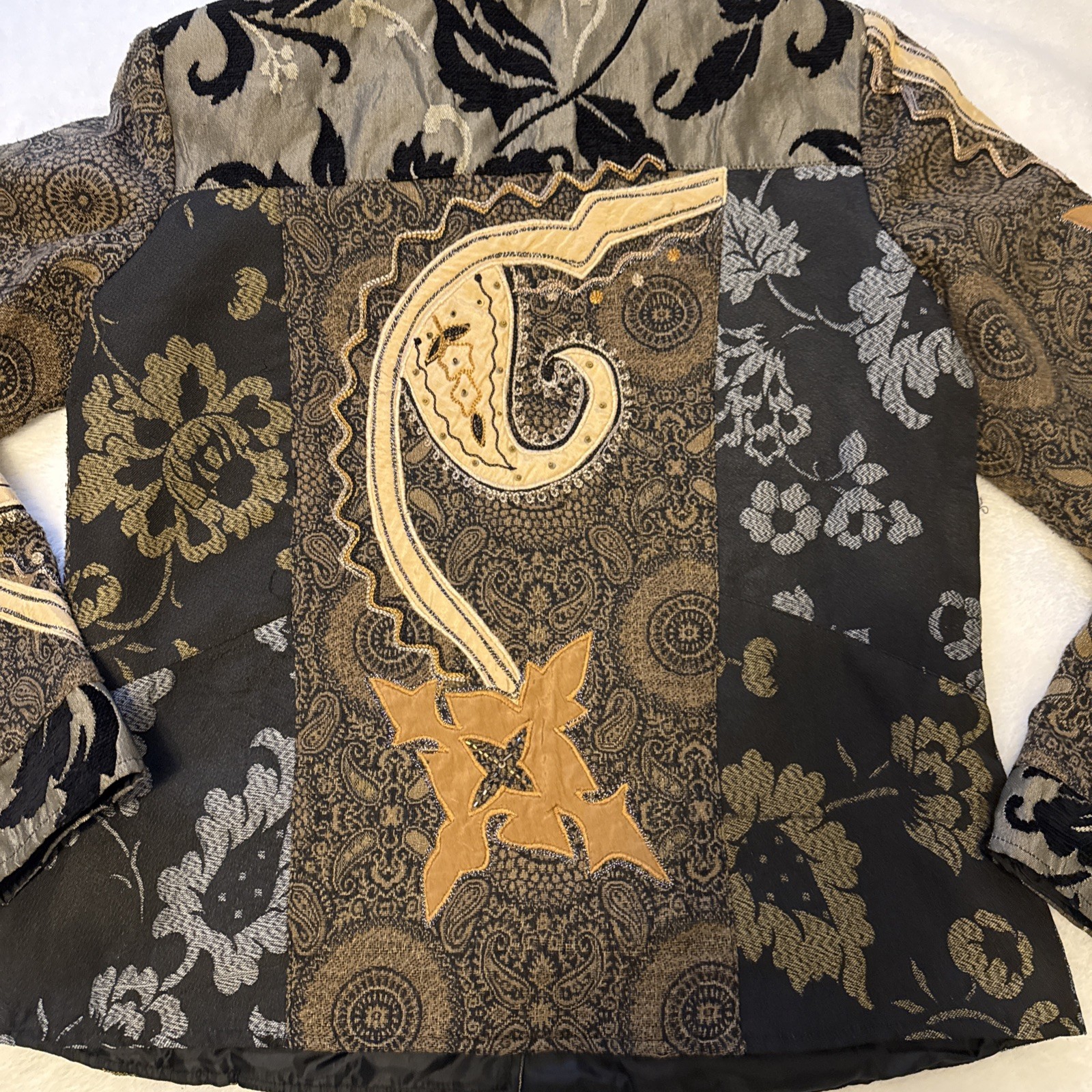 Alex Kim Tapestry Jacket Small Patchwork Boho Tex… - image 23