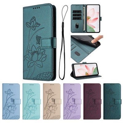 Lotus PU Leather Wallet Card Slot Case Cover Strap For Samsung Galaxy ''A'' Series