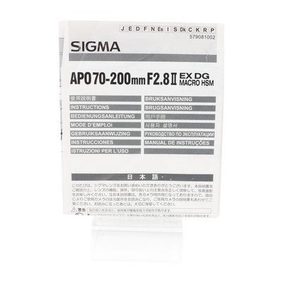 Sigma APO 70-200mm F2.8 EX DG Macro HSM Bedienungsanleitung