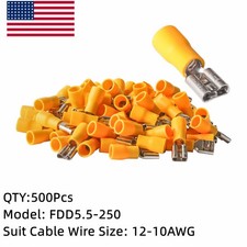 50pcs 12-10AWG Female Spade Quick Disconnects Electrical Wire Connectors 6.3mm